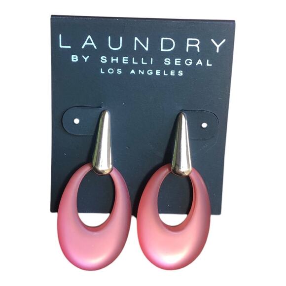Laundry By Shelli Segal NWT Boho Beachy Vibe Gold Pink Coral Drop Earrings - Picture 1 of 8